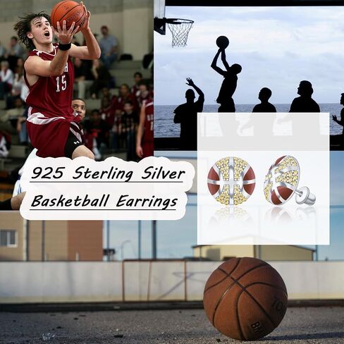 Sport Screwback Earrings for Women - 925 Sterling Silver Softball/Volleyball/Soccer/Basketball/Rugby Screw Stud Jewelry Gifts for Sport Fans Christmas Easter Thanksgiving Day (Softball Studs) in Saudi Arabia