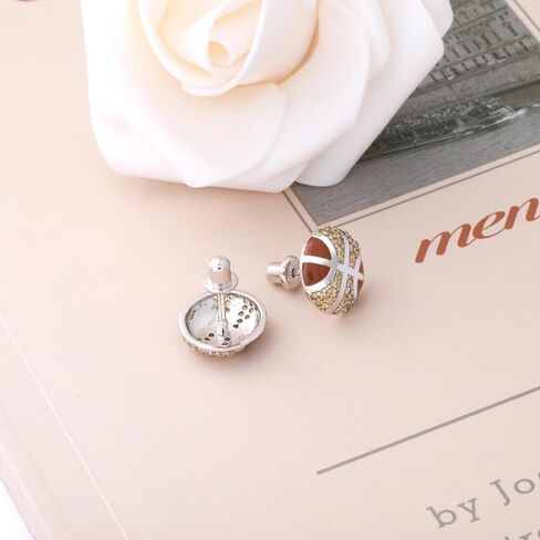 Sport Screwback Earrings for Women - 925 Sterling Silver Softball/Volleyball/Soccer/Basketball/Rugby Screw Stud Jewelry Gifts for Sport Fans Christmas Easter Thanksgiving Day (Softball Studs) in Saudi Arabia