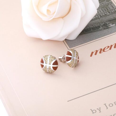 Sport Screwback Earrings for Women - 925 Sterling Silver Softball/Volleyball/Soccer/Basketball/Rugby Screw Stud Jewelry Gifts for Sport Fans Christmas Easter Thanksgiving Day (Softball Studs) in Saudi Arabia