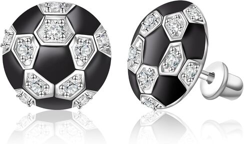 Sport Screwback Earrings for Women - 925 Sterling Silver Softball/Volleyball/Soccer/Basketball/Rugby Screw Stud Jewelry Gifts for Sport Fans Christmas Easter Thanksgiving Day (Softball Studs) in Saudi Arabia