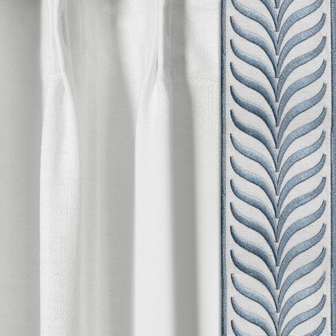 Embroidery Trim Linen Pinch Pleated Curtains, Gorgeous Window Panels with Light Filtering Lining for Living Rooms and Bedrooms. (2 Panels,Snow White V1,40Wx88L) in Saudi Arabia