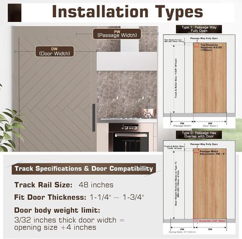 𝑵𝒆𝒘 39 in Concealed Sliding Barn Door Hardware Kit with Soft Close Mechanism，Wall Mount Hidden Sliding Door Hardware，for 32-39 in Door Width (NO Door) in Saudi Arabia