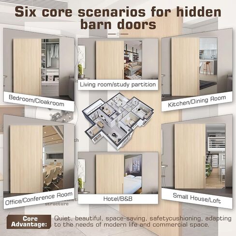 𝑵𝒆𝒘 39 in Concealed Sliding Barn Door Hardware Kit with Soft Close Mechanism，Wall Mount Hidden Sliding Door Hardware，for 32-39 in Door Width (NO Door) in Saudi Arabia