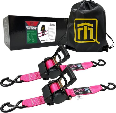 QTM الأشرطة القابلة للسحب القابلة للسحب - 2 بوصة × 10feet ، 4،400 رطل قوة كسر - شاحنة ، مقطورة شحن ، ربطة عنق دراجة نارية لأسفل - 2 عبوة مع حقيبة (وردي) in Saudi Arabia