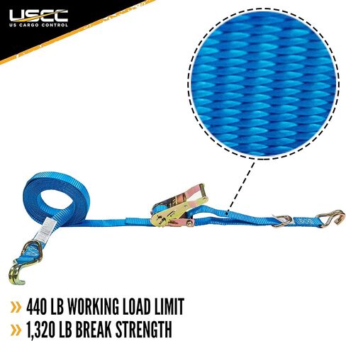 تحكم في الشحن الأمريكي J Hook Ratchet Strap 1 "× 20 '، أحزمة السقاطة 1 بوصة مع حلقات J-Hooks & D مزدوجة ، و 1320 رطلاً قوة كسر ، وربط الشحن متعدد الاستخدامات لشاحنات الالتقاط ، والمقطورات ، والمزيد in Kuwait
