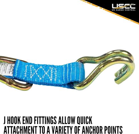 تحكم في الشحن الأمريكي J Hook Ratchet Strap 1 "× 20 '، أحزمة السقاطة 1 بوصة مع حلقات J-Hooks & D مزدوجة ، و 1320 رطلاً قوة كسر ، وربط الشحن متعدد الاستخدامات لشاحنات الالتقاط ، والمقطورات ، والمزيد in Kuwait