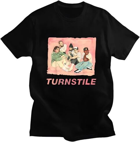 Prontstile American Hardcore Punk Harajuku print فضفاضة قميص برية غير رسمية أسود in Saudi Arabia