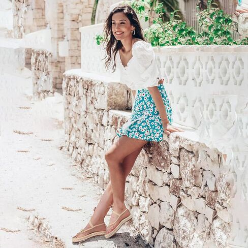 AMINUGAL Raffia Ballet Flats Shoes for Women Dressy Comfortable Woven Straw Women's Flats with Elastic Strap Mesh Flats Bows Raffia Mary Jane Flats Women Ballerina Flats for Women in Kuwait