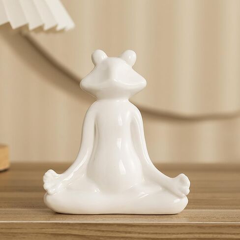 Meditation Frog Figurine, Zen Animal Frog Statue Decoration Yoga Statue, Suitable for Indoor and Outdoor Garden Decor, Ceramic Creative Frog Home Decoration Gift in Saudi Arabia