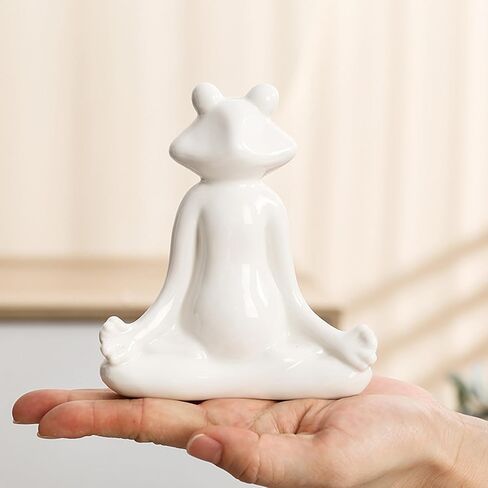 Meditation Frog Figurine, Zen Animal Frog Statue Decoration Yoga Statue, Suitable for Indoor and Outdoor Garden Decor, Ceramic Creative Frog Home Decoration Gift in Saudi Arabia