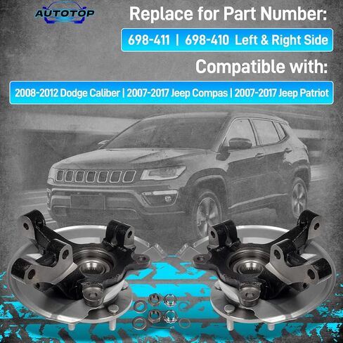 698-411 Front Left Steering Knuckle & Hub Bearing Assembly Replacement Driver Side for Dodge Caliber 2008-2012, Jeep Compass 2007-2017, Jeep Patriot 2007-2017 in Saudi Arabia