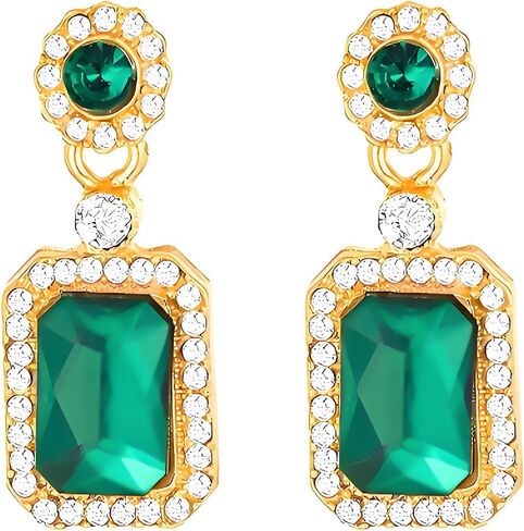 MALOYANVE Square Crystal Earrings for Women Elegant Sparkling Vintage Colorful Crystal Lightweight Statement Rhinestone Stud Earrings Prom Wedding Bitthday Jewelry Gifts in Kuwait
