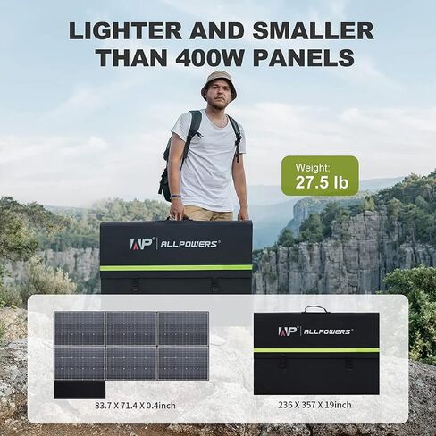 ALLPOWERS 200W Portable Solar Panel, 36V Lightweight SP033 Foldable Solar Charger for Portable Power Station, 23% High Efficiency IP67 Waterproof, for PRV, Camping, Home, Off Grid in Kuwait