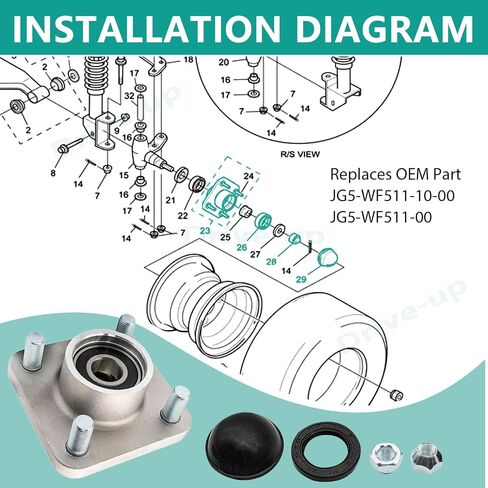 محور العجلات الأمامية للسيارة لسيارة Yamaha G2/G8/G9/G14/G16/G19/G22/G29 Drive Golf Cart ، يستبدل JG5-WF511-10-00 JG5-WF511-00 (قطعة واحدة) in Saudi Arabia