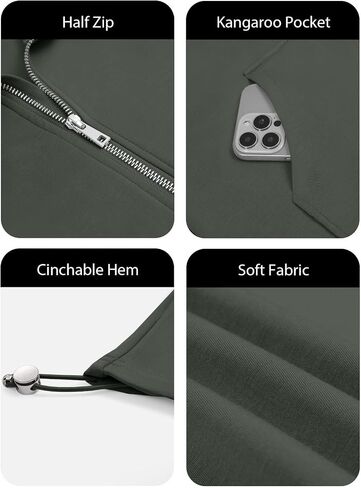 Fisoew Womens Half Zip Sweatshirt Stand Stand Twist Long Long Eversive Fall Pullover Quarter مع جيوب in Kuwait