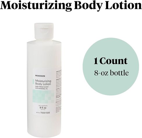 McKesson Moisturizing Body, Hand and Body Moisturizer, Baby Fresh Scent with Mineral Oil, 8 oz, 1 Count in Kuwait