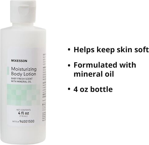 McKesson Moisturizing Body, Hand and Body Moisturizer, Baby Fresh Scent with Mineral Oil, 8 oz, 1 Count in Kuwait