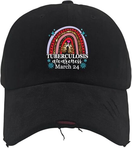 World Tuberculosis Awareness Marchs 24 Hats for Men Washed Distressed Baseball Cap Vintage Washed Ball Cap Quick Dry in Saudi Arabia