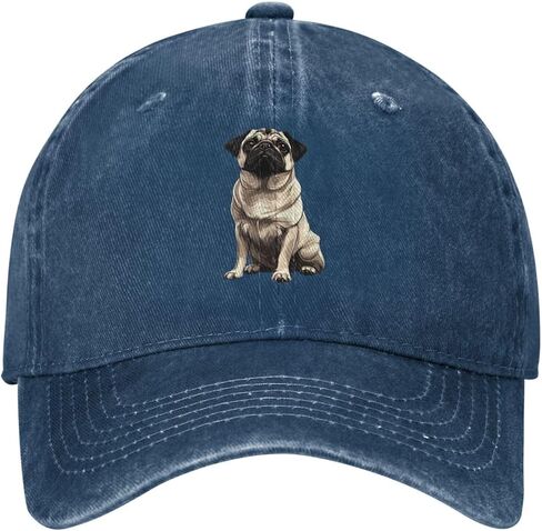 Cute Sitting Beige Pug Adjustable Classic Cowboy Baseball Cap Men Women Casual Dad Hat9 in Saudi Arabia