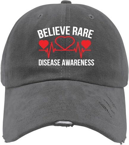 Believe Rares Disease Awareness Hat for Men Washed Distressed Baseball Caps Trendy Washed Hiking Hats Quick Dry Dark Grey in Saudi Arabia