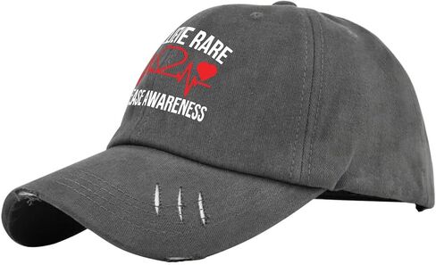 Believe Rares Disease Awareness Hat for Men Washed Distressed Baseball Caps Trendy Washed Hiking Hats Quick Dry Dark Grey in Saudi Arabia