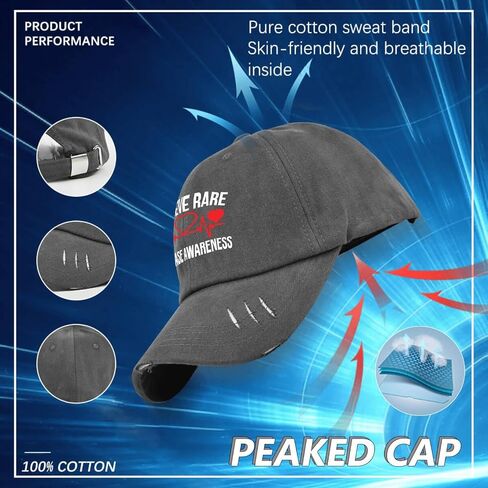 Believe Rares Disease Awareness Hat for Men Washed Distressed Baseball Caps Trendy Washed Hiking Hats Quick Dry Dark Grey in Saudi Arabia