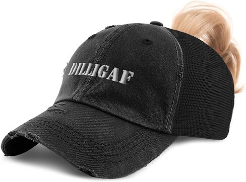 Ponytail Cap Women's Baseball Cap Embroidered Dilligaf Sun Hat with Ponytail Hole High Pony Hat Cotton in Saudi Arabia