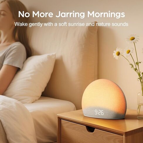 Housbay Sunrise Alarm Clock, White Noise Sound Machine, Cozy Light, Nature Sounds, Dimmable Clock, Gentle Wake Up, Regular Sleep-Wake Routine, Phone-Free Bedroom in Kuwait