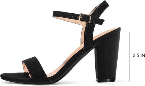 mysoft Women's Chunky Block Heels 3.3IN Open Toe Ankle Strap High Heeled Sandals Wedding Party Dress Pump Shoes in Kuwait