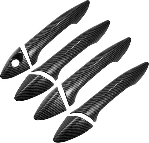 X AUTOHAUX 8pcs ABS Exterior Side Door Handle Cover Trim for Hyundai Elantra 2011-2016 Black Carbon Fiber Pattern Outer Door Handle Cover Decoration in Saudi Arabia