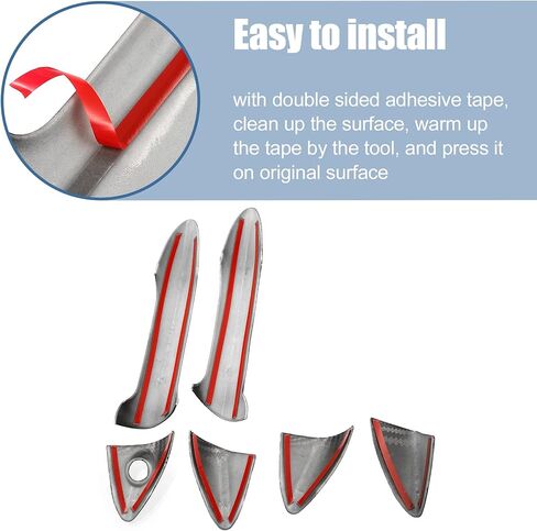 X AUTOHAUX 8pcs ABS Exterior Side Door Handle Cover Trim for Hyundai Elantra 2011-2016 Black Carbon Fiber Pattern Outer Door Handle Cover Decoration in Saudi Arabia
