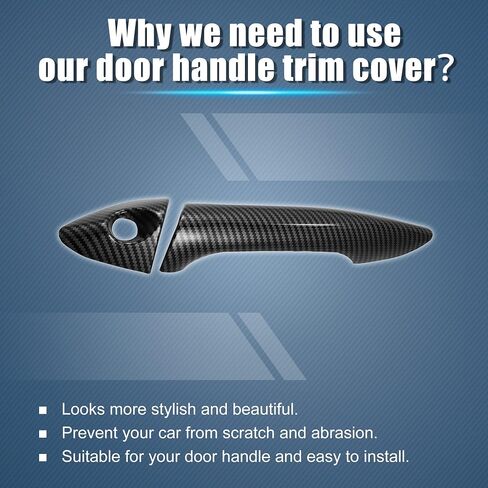 X AUTOHAUX 8pcs ABS Exterior Side Door Handle Cover Trim for Hyundai Elantra 2011-2016 Black Carbon Fiber Pattern Outer Door Handle Cover Decoration in Saudi Arabia