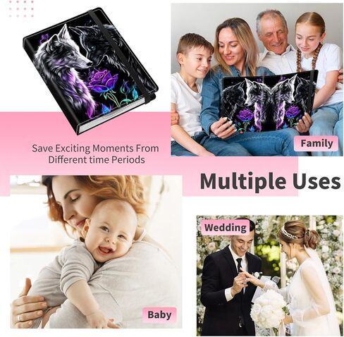 ألبوم الصور 4x6-120 صور ، غطاء جلدي بو مع شريط مرن ، صفحات PP عالية الدقة للماء للاحتفال بالذكرى السنوية العائلية ، الزرافة الملونة in Kuwait