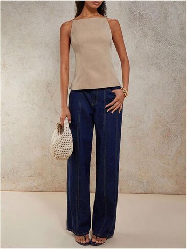 SHENHE Women's Y2k Sexy Open Back Top Spaghetti Strap Side Tie Dressy Going Out Cami Tank in Saudi Arabia