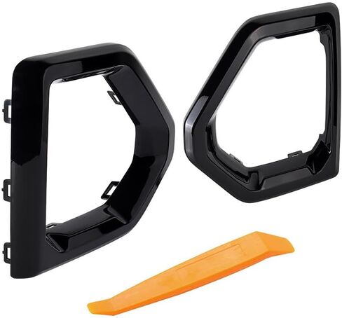 Astra Depot Pair Glossy Black Fog Light Trim Outer Bezel + Removal Tool Compatible for 2019-2022 GMC Sierra 1500 Denali SLT AT4 in Kuwait