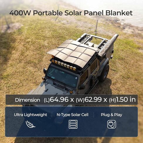 400W Portable Solar Panel, Renogy Solar Blanket N-Type Foldable Solar Panel, 25% High Efficiency, Lightweight Solar Panel Charger for Camping, RV, Marine, SUV, Off Grid Applications in Saudi Arabia