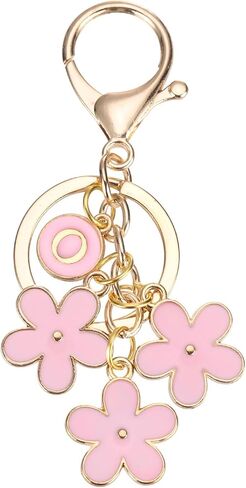 PATIKIL Pink Flower Keychain Charm, Cute Enameled Keychain Initial Floral Keyring with Letter J Charm Pendant for Women Key Handbag Backpack Bag Accessories in Saudi Arabia