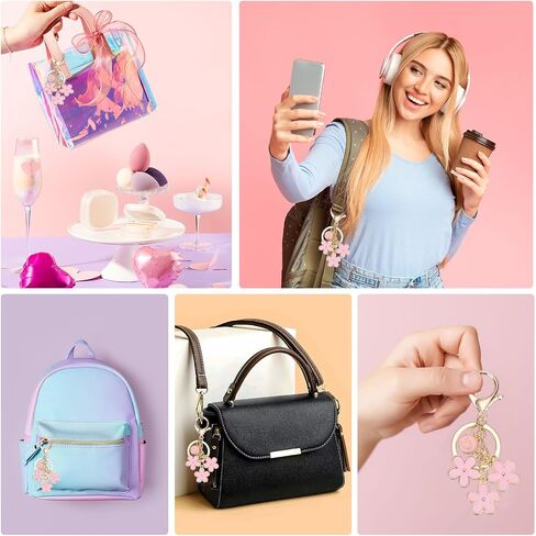 PATIKIL Pink Flower Keychain Charm, Cute Enameled Keychain Initial Floral Keyring with Letter J Charm Pendant for Women Key Handbag Backpack Bag Accessories in Saudi Arabia
