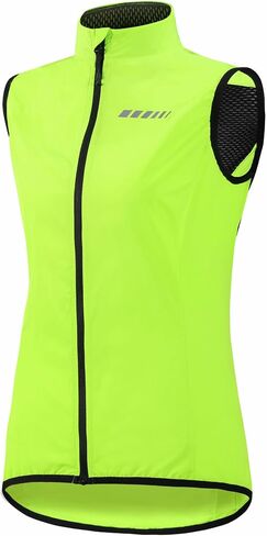 qualidyne Women's Windproof Cycling Vest, Lightweight Full-Zip Breathable Sleeveless Bike Jacket, 1 Back Pocket, Reflective in Saudi Arabia