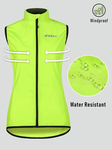 qualidyne Women's Windproof Cycling Vest, Lightweight Full-Zip Breathable Sleeveless Bike Jacket, 1 Back Pocket, Reflective in Saudi Arabia