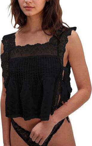 نساء دانتيل تزيين السترة قمم شفافة تطريز محصول الأزهار أعلى y2k camisless camisoles الصيف الخروج كامي قميص in Saudi Arabia
