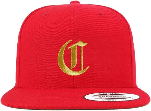 Trendy Apparel Shop Old English Gold C Embroidered Snapback Flatbill Baseball Cap in Saudi Arabia
