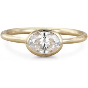 East West Bezel Set 1 Carat Oval Cut Moissanite Solitaire Promise Ring In 14K Yellow Gold Women's Minimaloiost Stacking Ring Moissanite Birthday Goift For Wife BY SHIVJEWELCRAFTS in Saudi Arabia