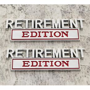 Pair Set Retirement Edition Badge 3D Emblem Fit for Car Truck SUV Side Rear Front Hood Trunk Door Decal Sticker (Silver Red) in Kuwait
