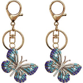 2 Pcs Bling Butterfly Keychain, Crystal Bling Diamond Keychain, Butterfly Accessories for Women Car Keys, Car Keychain in Saudi Arabia