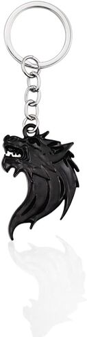 Cool Wolf Head Car Decorations Badge Emblem Key chian 3D Nameplate Key Ring for Car Gift (Black Keychain) in Kuwait