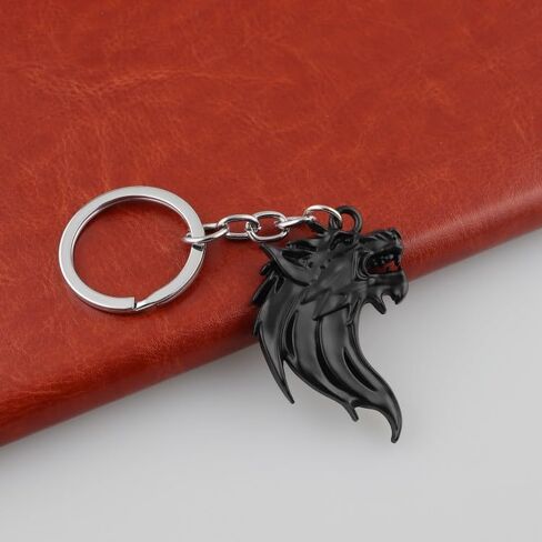 Cool Wolf Head Car Decorations Badge Emblem Key chian 3D Nameplate Key Ring for Car Gift (Black Keychain) in Kuwait