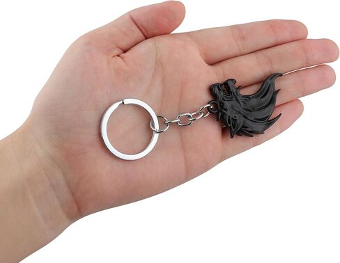 Cool Wolf Head Car Decorations Badge Emblem Key chian 3D Nameplate Key Ring for Car Gift (Black Keychain) in Kuwait