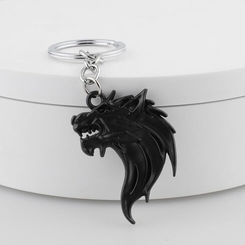 Cool Wolf Head Car Decorations Badge Emblem Key chian 3D Nameplate Key Ring for Car Gift (Black Keychain) in Kuwait