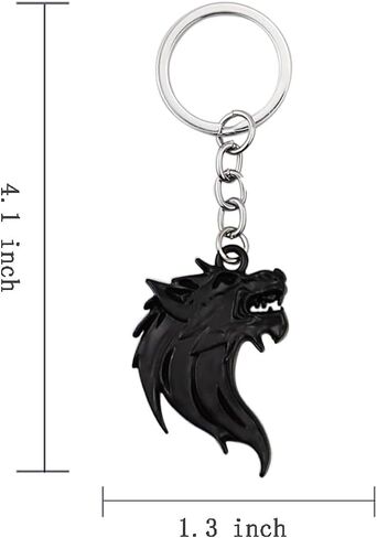 Cool Wolf Head Car Decorations Badge Emblem Key chian 3D Nameplate Key Ring for Car Gift (Black Keychain) in Kuwait